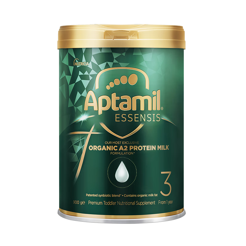 原装进口 爱他美（Aptamil）ESSENSIS黑钻奇迹绿罐有机A2幼儿配方奶粉 3段 12个月以上 900g