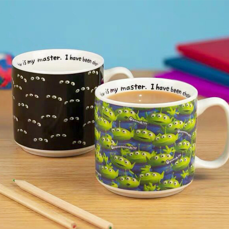颜值 新款玩具总动员三眼怪陶瓷变色杯 卡通外星人遇热变色马克杯水杯