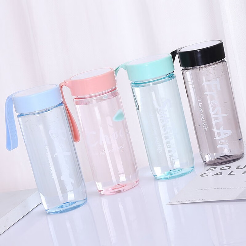 杯子女学生韩版可爱水杯大容量塑料防摔杯子磨砂创意杯 透明随机一个装不送杯刷 杯子