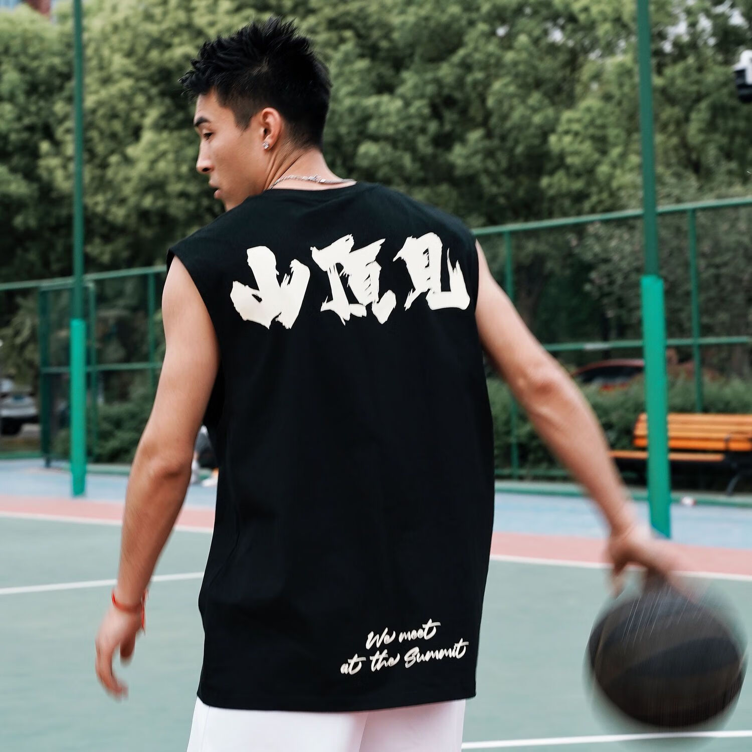 天颛热极isnt山顶见短袖高街印花美式百搭坎肩 黑色背心山顶见 m