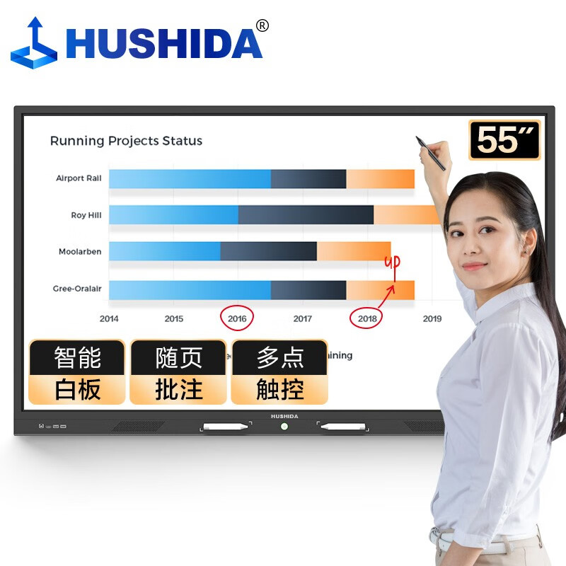 互视达（HUSHIDA）会议平板多媒体教学一体机触控触摸显示器广告机电子白板55英寸Windows i3 HSD-BGCM-55