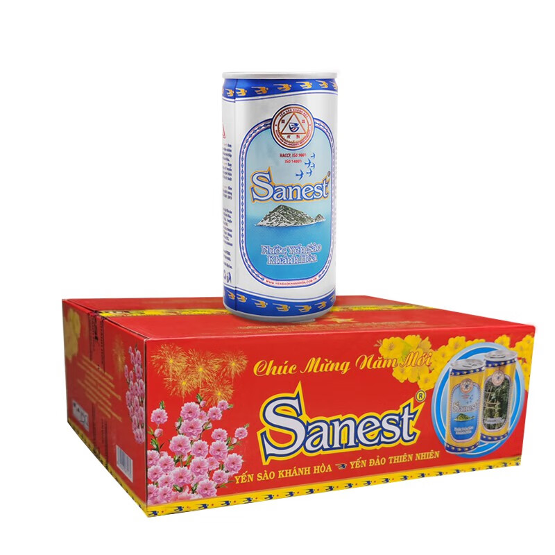 代购越南燕窝水饮料 sanest芽庄金丝燕冰糖即食燕窝 低糖(1箱30罐)