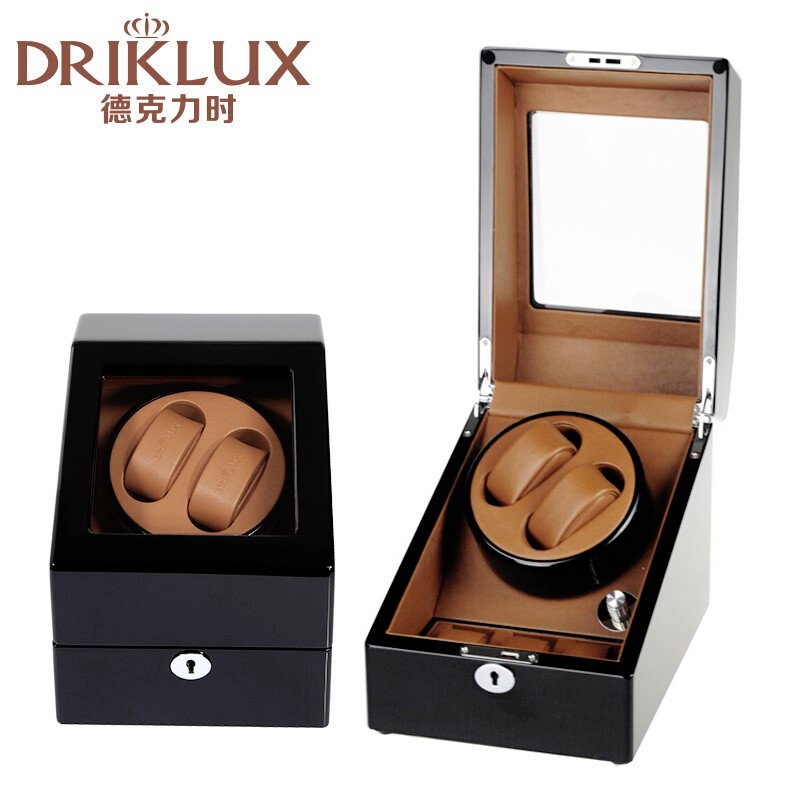 德克力时(Driklux)摇表器自动机械表手表上链器表盒转表器晃表器 黑色油漆+棕色皮
