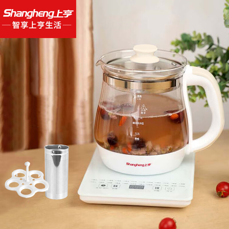 上亨（shangheng） 养生壶煎药壶办公室家用多功能玻璃煮茶器花茶壶保温电热水壶烧水壶煮茶养生壶 SHZH-CFY04【带蛋架+滤网】 1.8L