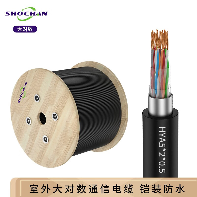 首千（SHOCHAN）HYA大对数电缆20对50对 国标无氧铜室外铠装电话语音通信线缆防水防晒 5对线径0.5 HYA5*2*0.5 100米