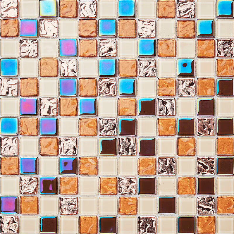 坚弓白色幻彩水晶超白玻璃马赛克水池 瓷砖 简约背景墙 巧克力色 如图