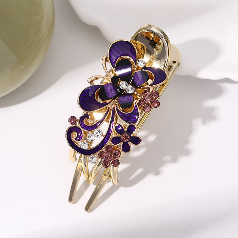 荷蓝珠盘发鸭嘴夹发夹女后脑勺头发夹子妈妈头饰发卡新款卡子抓夹发饰