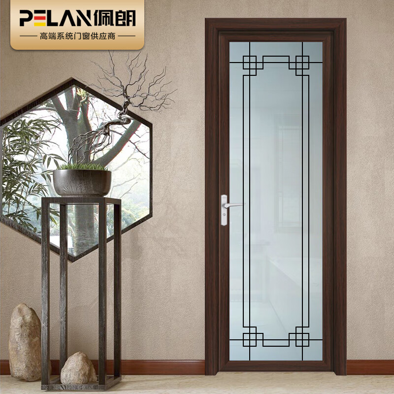 佩朗 新中式铝合金门 胡桃木卫生间门 胡桃木厨房门 新中式钛镁合金门