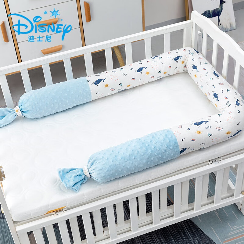 迪士尼（Disney）嬰兒床床圍軟包床上用品寶寶床幼兒拼接圍欄兒童純棉防摔防撞條 鯨魚(yú) 2米