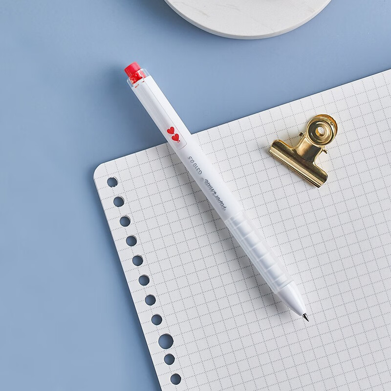 缤乐美（Paper Mate）中性笔 签字笔 单支装0.5mm红色按动式 学生书写心心笔系列G310