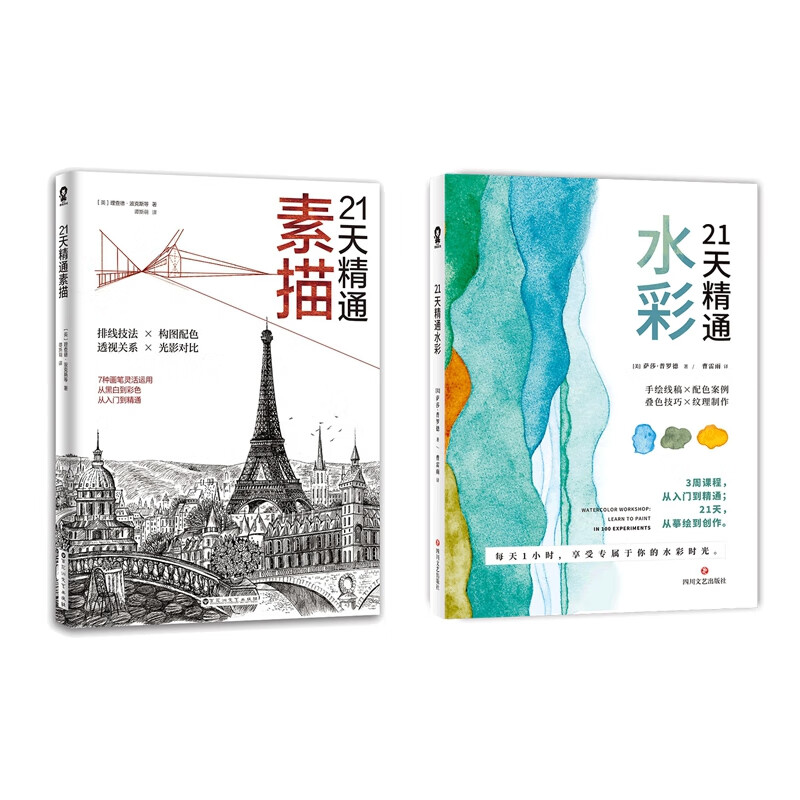 21天精通水彩+21天精通素描 共2册