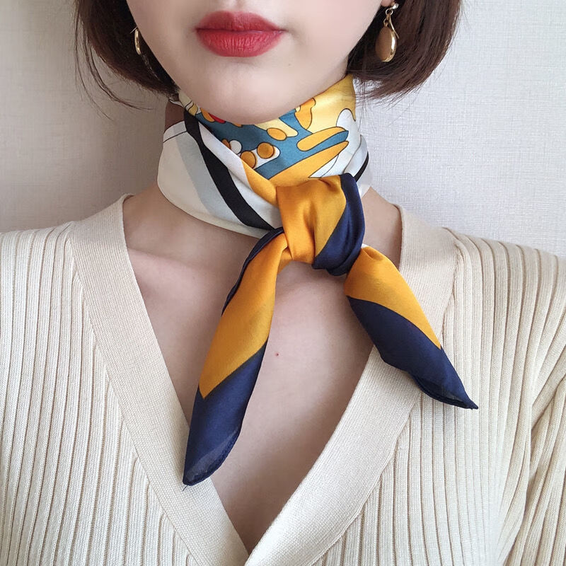 炙夏春秋季新款丝巾女小方巾职业领巾韩国潮护颈围巾