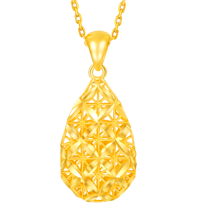 菜百首飾 黃金吊墜 足金時(shí)尚鏤空水滴形吊墜不含鏈 計(jì)價(jià) 約1.85克