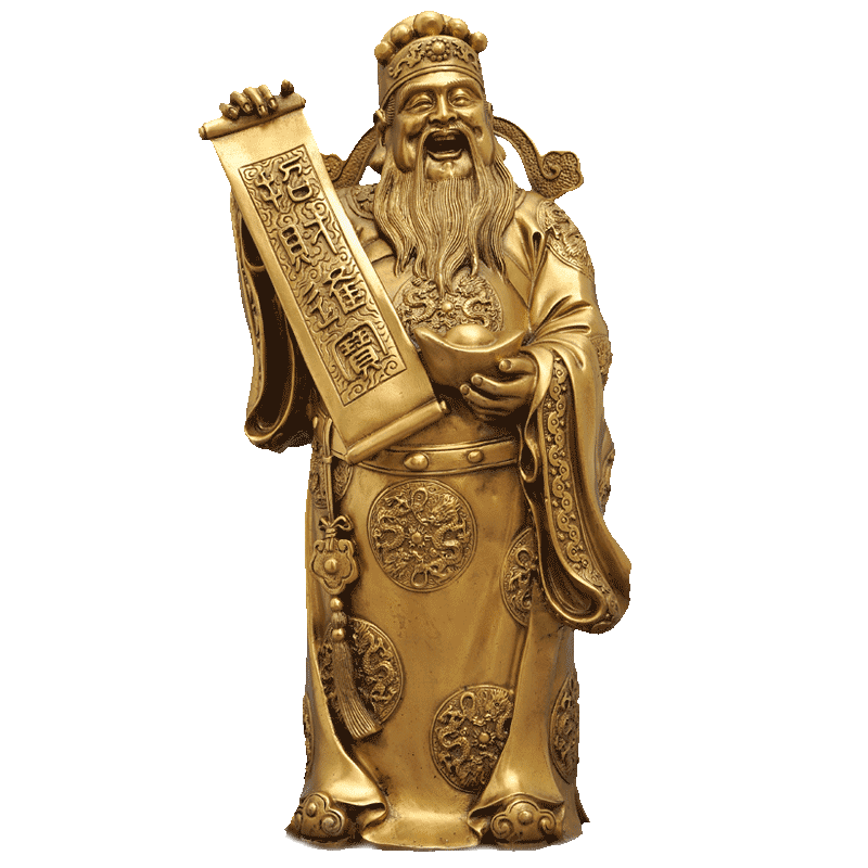 凈藝坊黃銅文財神擺件財神爺佛像三面財神招財開業(yè)喬遷新居禮品裝飾品 8.8寸財神爺