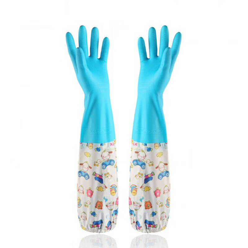 欧缔兰束口加绒手套清洁洗衣洗碗加长手套家务加厚防水 1双颜色随机