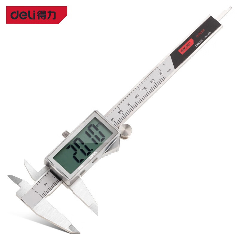 得力（deli）高精度大屏专业级金属罩壳电子数显游标卡尺 数显卡尺0-150mm 150mm数显卡尺 DL312150
