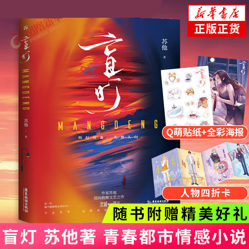【随书附赠人物四折卡 贴纸 全彩海报】盲灯 苏他著 青春都市情感小说