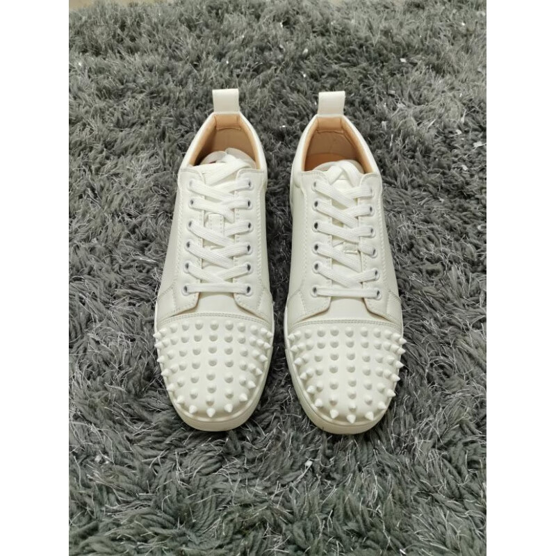 斐利汐迪cl低帮男鞋铆钉头层皮系带厚底休闲鞋情侣女红底运动鞋网红