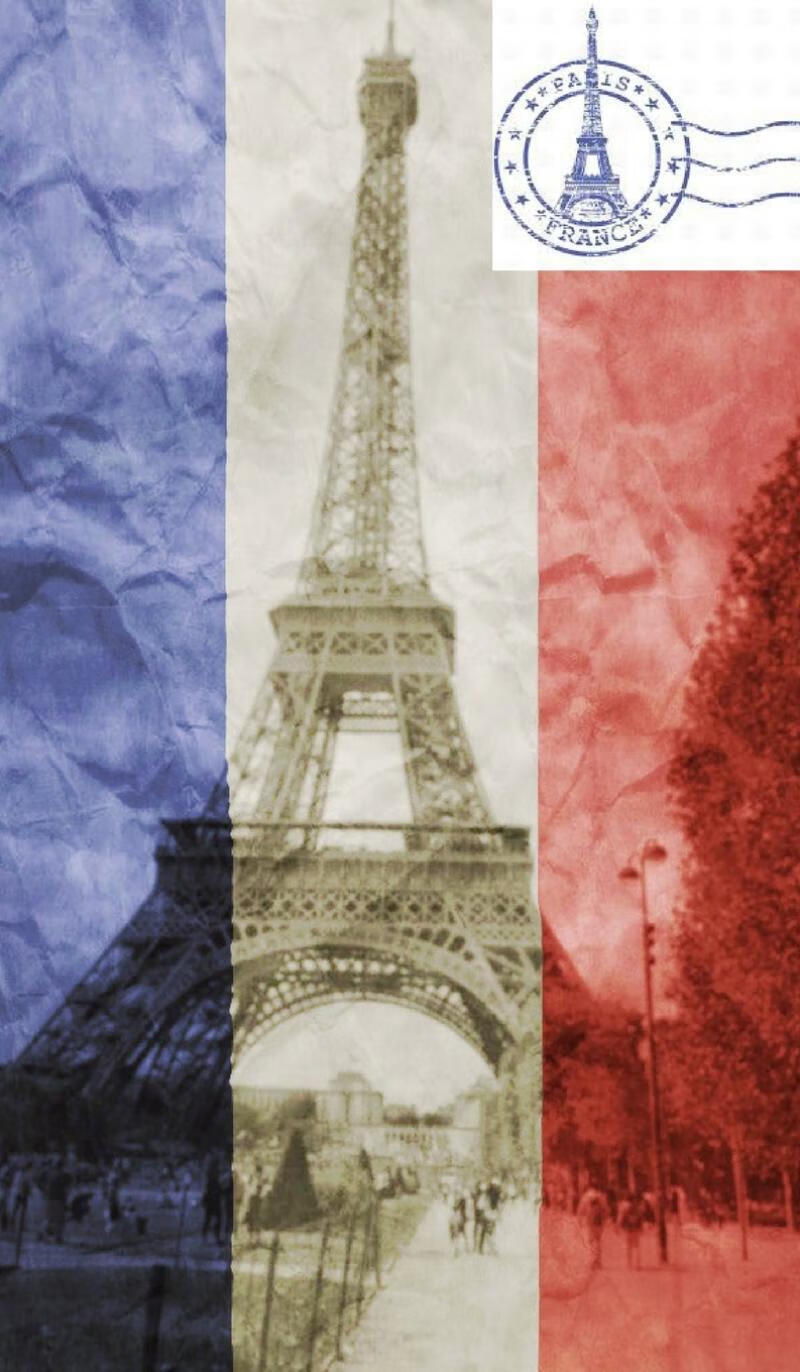 预售 按需印刷 eiffel tower french flag  vintage creative blank