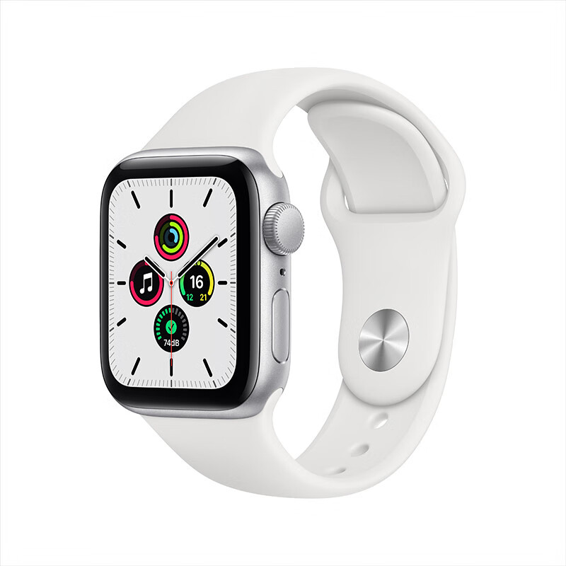 Apple Watch SE 智能手表【贴膜套装】GPS款 40毫米银色铝金属表壳 白色运动型表带MYDM2CH/A