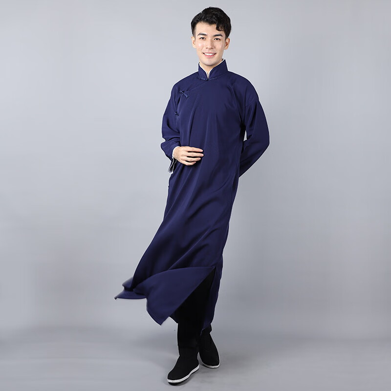 天彩绣 德云华服相声服大褂中国风民国长衫中式长袍马褂男女 藏青色 m