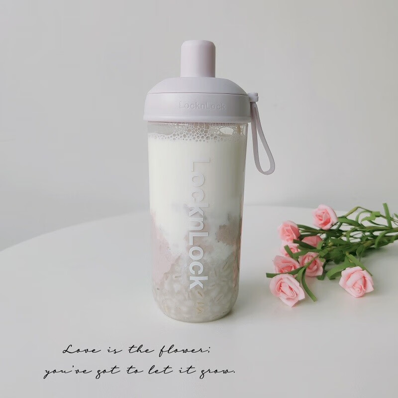 乐扣乐扣(LOCK&LOCK)奶茶杯 可360°摇摆吸管杯可爱颜值便携提手水杯女果汁牛奶咖啡杯 ABF791PUP紫色520ml