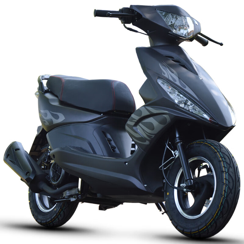 朗創(chuàng)125cc鬼火踏板車摩托車輕便代步用車國(guó)四電噴摩托車男女裝助力車 磨砂黑 國(guó)四電噴（不禁摩地區(qū)可上牌）