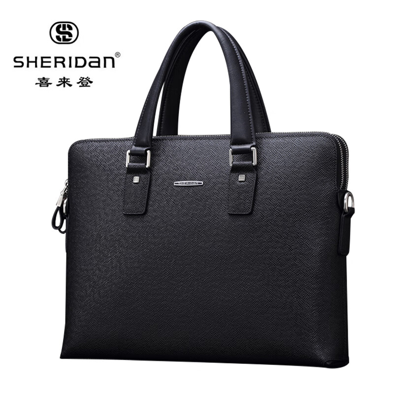 Sheridan喜来登专柜©️头层牛皮商务男士黑色时尚手提包 公文包NL160936S 黑色