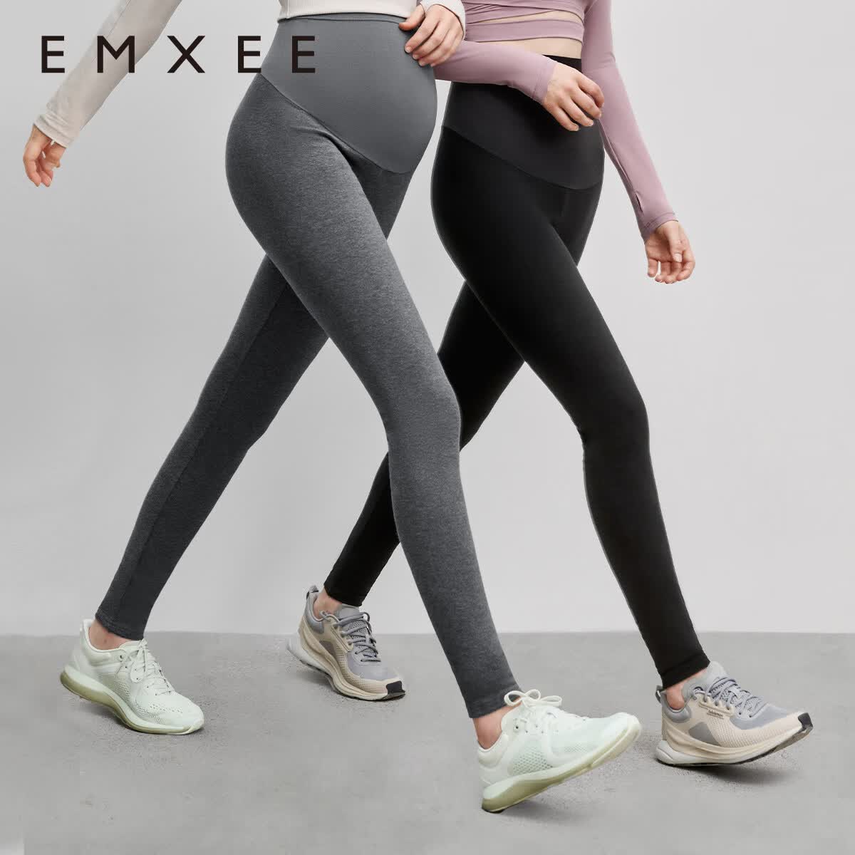 嫚熙（EMXEE）孕妇打底裤春秋裤孕妇托腹安全裤弹力休闲修身怀孕期外穿孕妇裤 黑色【轻薄款 适合20℃～25℃】 XL