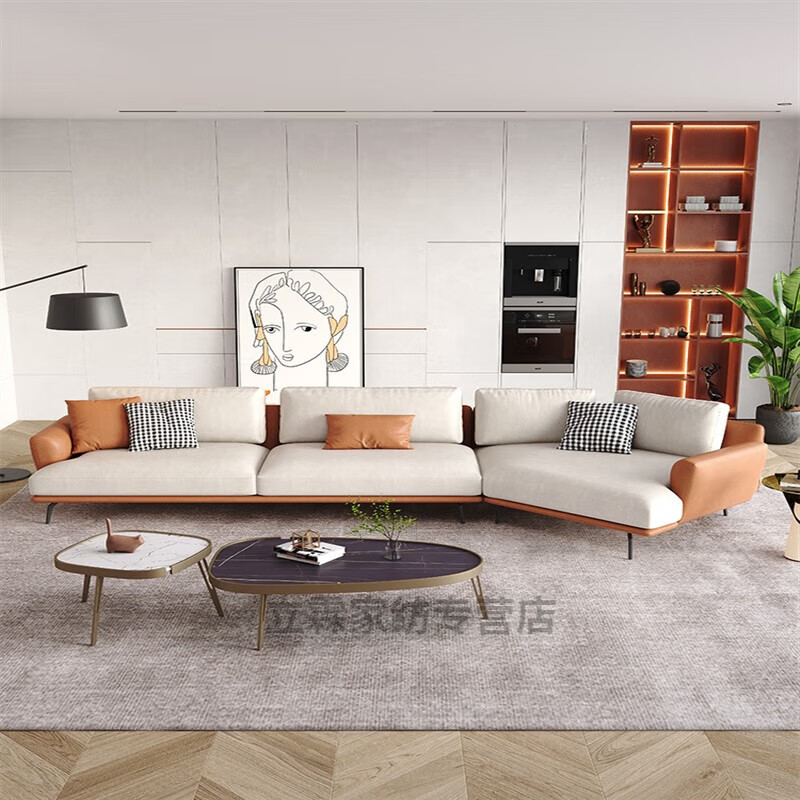 渺帆港式轻奢北欧科技布设计师款小户型客厅现代简约牛蛙布艺沙发