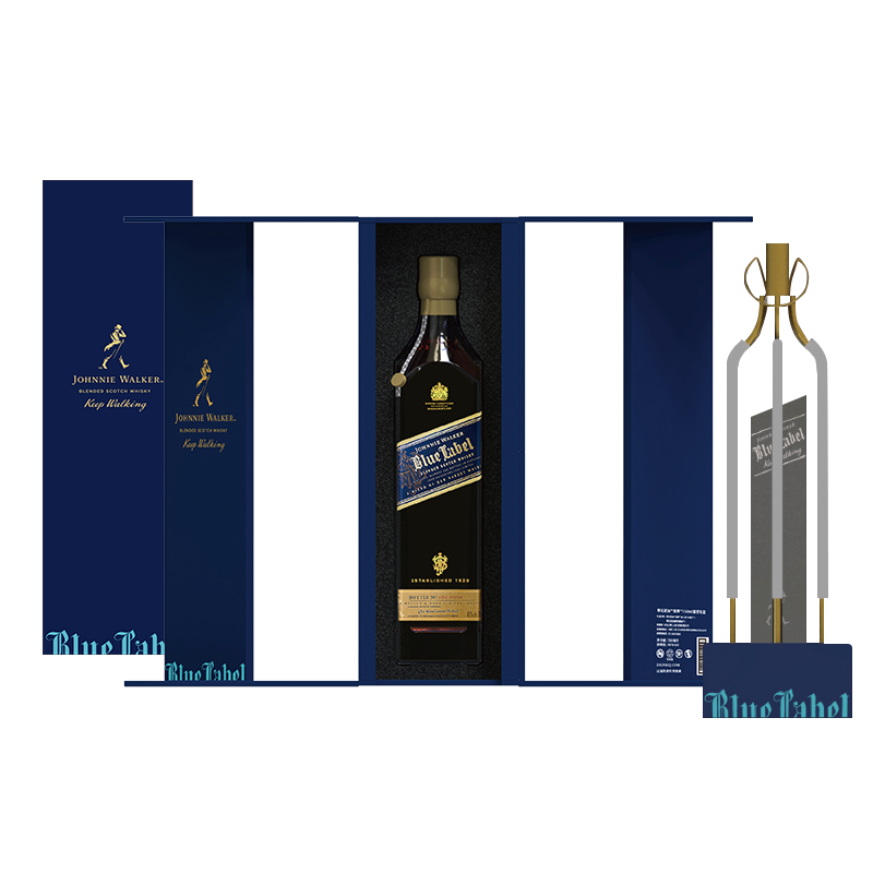 尊尼获加(Johnnie Walker)蓝方蓝牌露营酒礼盒苏格兰调和型威士忌 洋酒 750ml