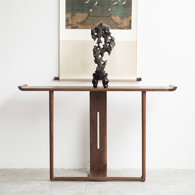 古木斋禅意新中式翘头条案玄关案台老榆木实木仿古供佛条桌家具 老