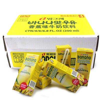 lzjv韩国香蕉牛奶200ml*24盒/箱香蕉草莓新货 香蕉味24瓶