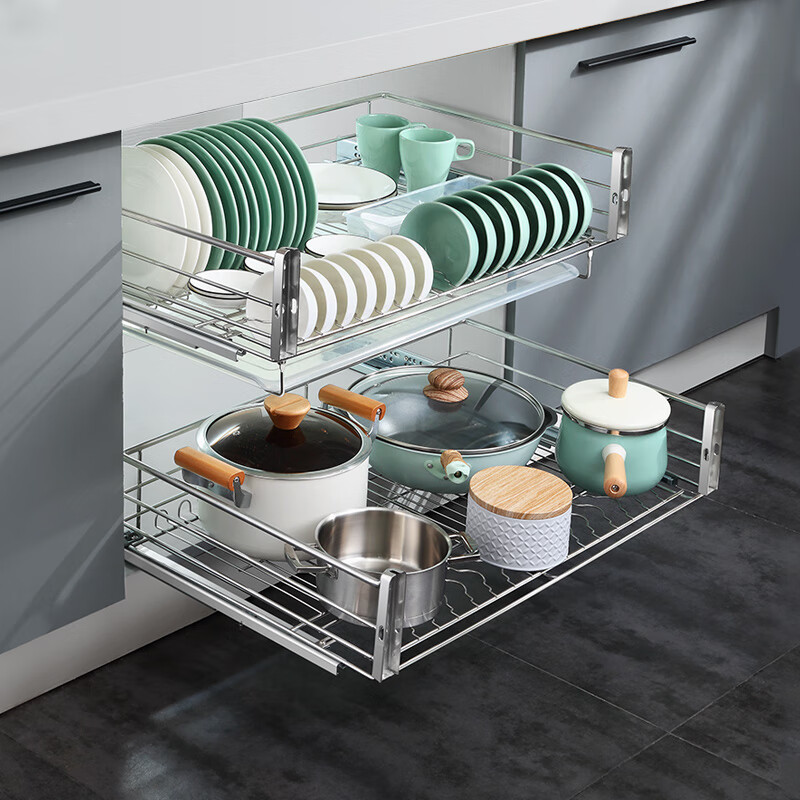 欧琳(oulin) 欧琳 橱柜拉篮 厨房碗篮碗架 抽屉式不锈钢置物架ltc2008