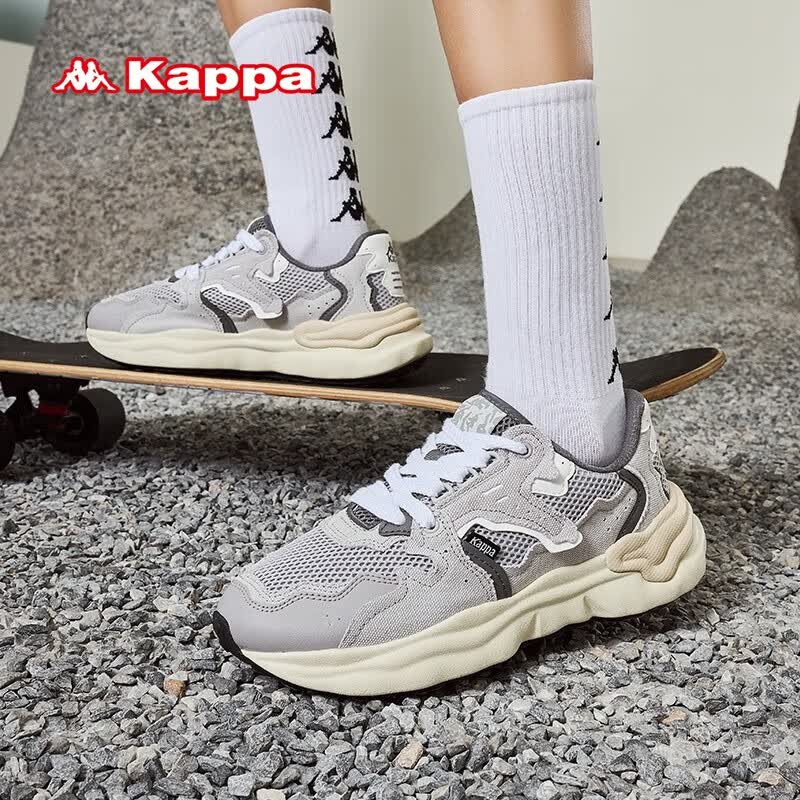 KAPPA卡帕翡冷翠跑步鞋男2023夏秋季新款透气网孔休闲运动鞋老爹鞋子男 静谧灰/冷灰色 37高性价比高么？