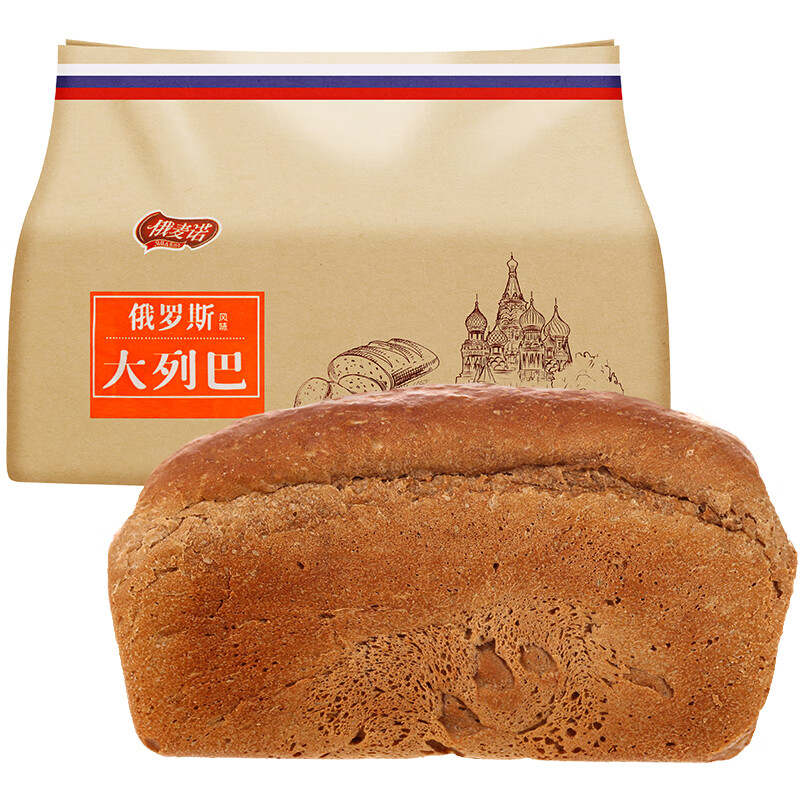 俄麦诺俄罗斯风味不添加蔗糖大列巴面包400g 早餐粗粮代餐吐司休闲零食
