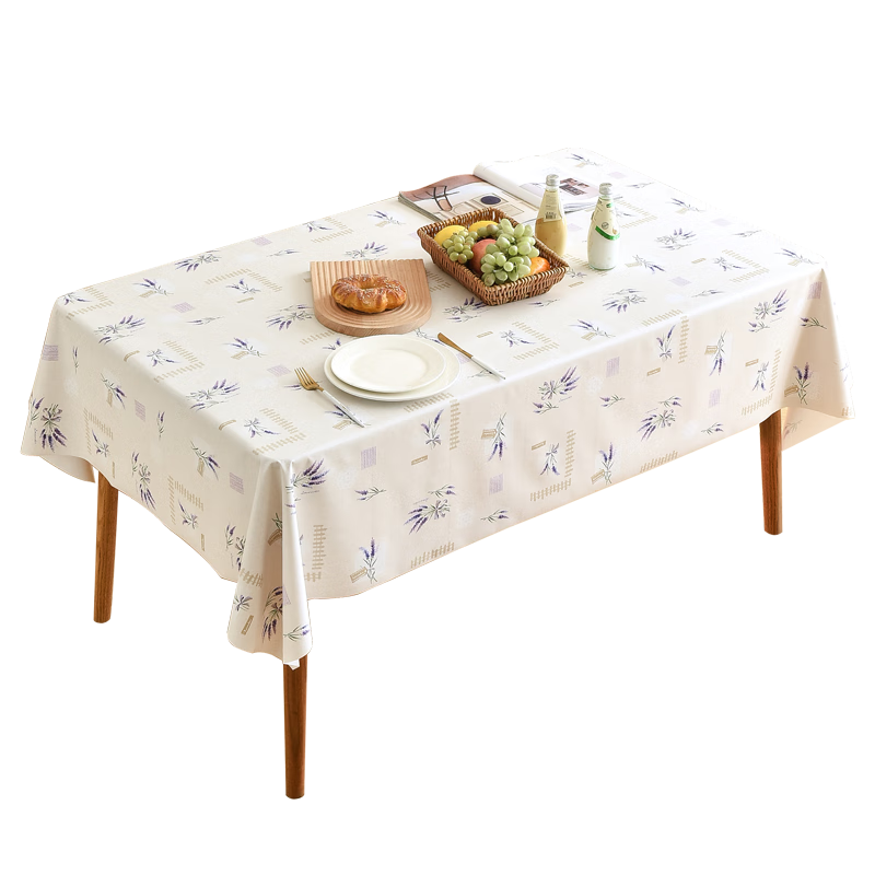 MEIWA餐桌布 防水防油PVC桌布 布艺台布餐桌垫茶几布 137*137cm薰衣草