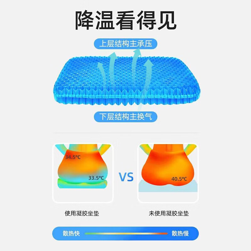 蜂窝凝胶坐垫 办公室透气降温坐垫冰凉垫汽车冰垫 1张