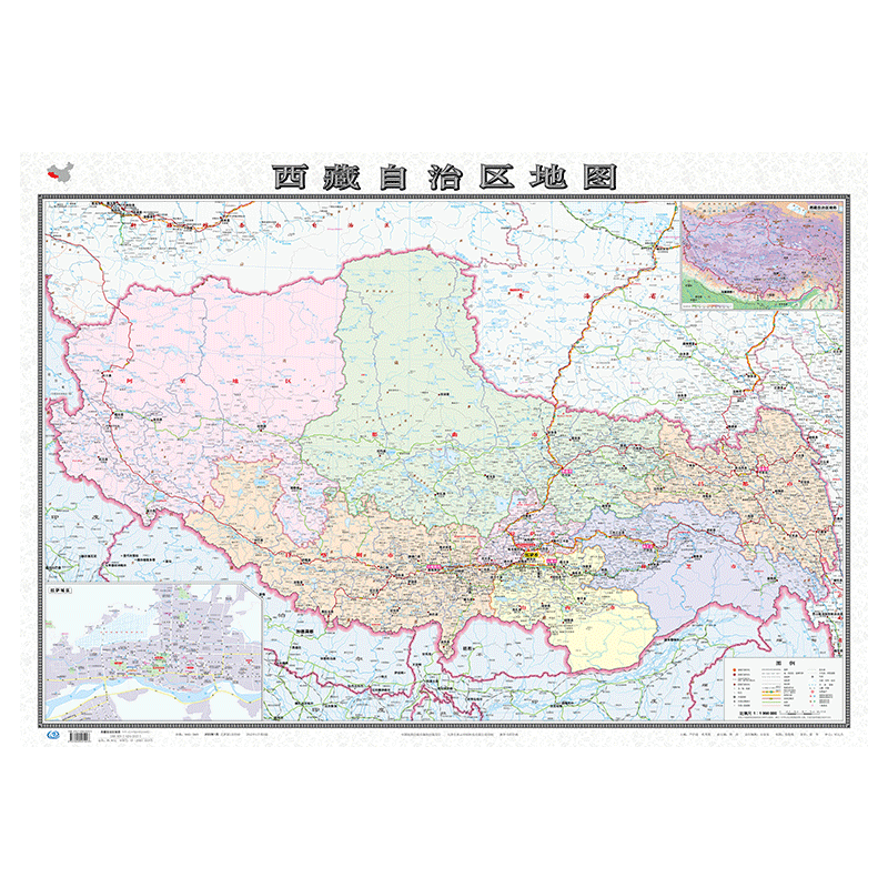 2022年新 西藏自治区地图 覆膜防水 