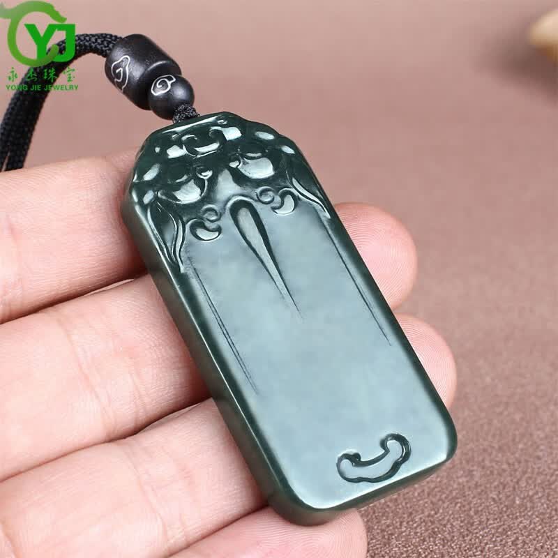 永杰和田玉平安无事牌吊坠男女士款礼物玉石项链兽面如意牌玉佩坠仿古