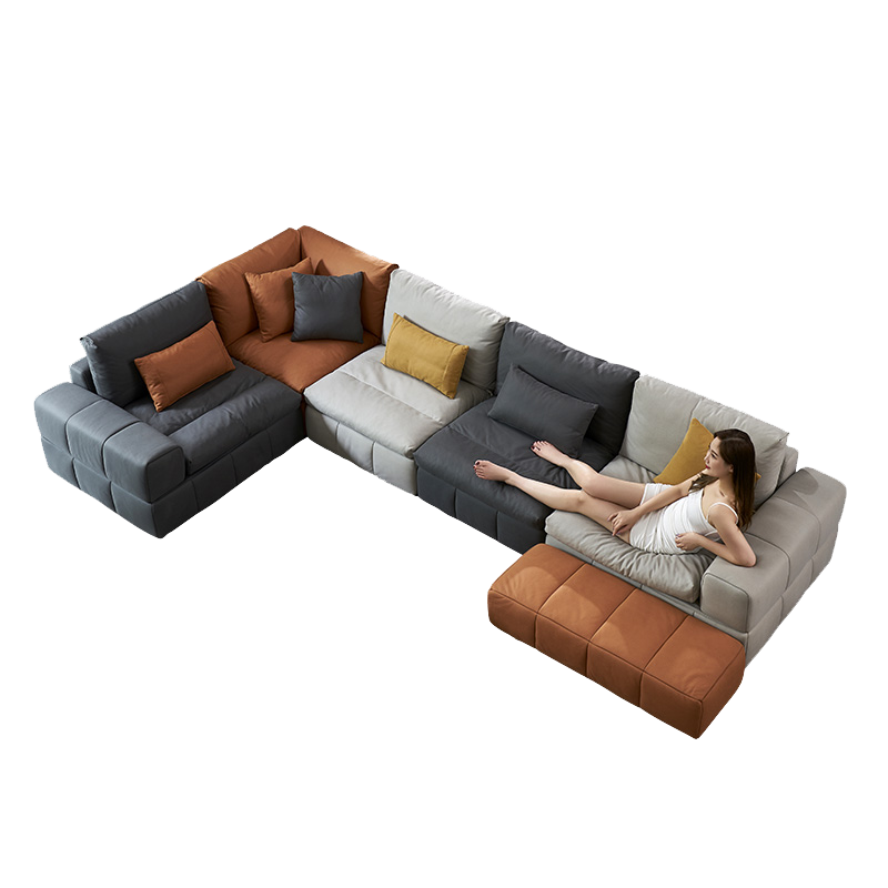 MELCHERS 沙发免洗三防纳米科技布艺沙发北欧羽绒乳胶沙发简约现代客厅大小户型轻奢沙发 泰国进口乳乳胶粒+航空三防纳米科技布(颜色可定制) 四人位+转角+脚踏