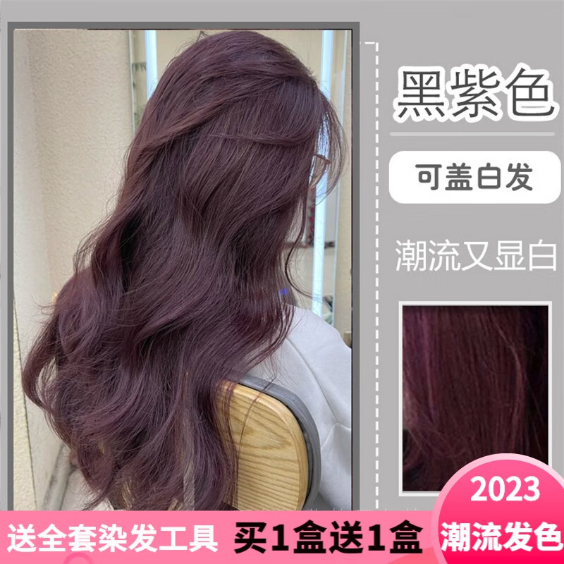 膏2023潮流色植物显白气质染发膏自己家染染发剂膏 【紫黑色】两套