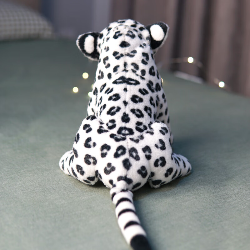 卜噜兔蹲姿小老虎狮子豹子仿真毛绒玩具抱枕动物公仔玩偶猛兽大号娃娃礼物小白豹30厘米 虎窝购