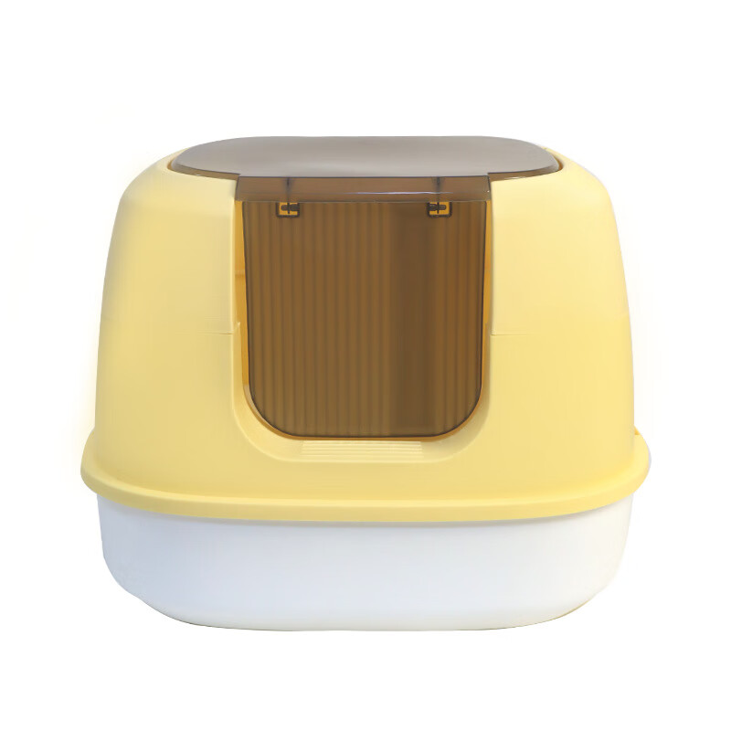 樂優(yōu)派全封閉貓砂盆大號可折疊貓沙盆寵物貓咪前入式貓廁所寵物用 活力黃 貓樂堡貓砂盆