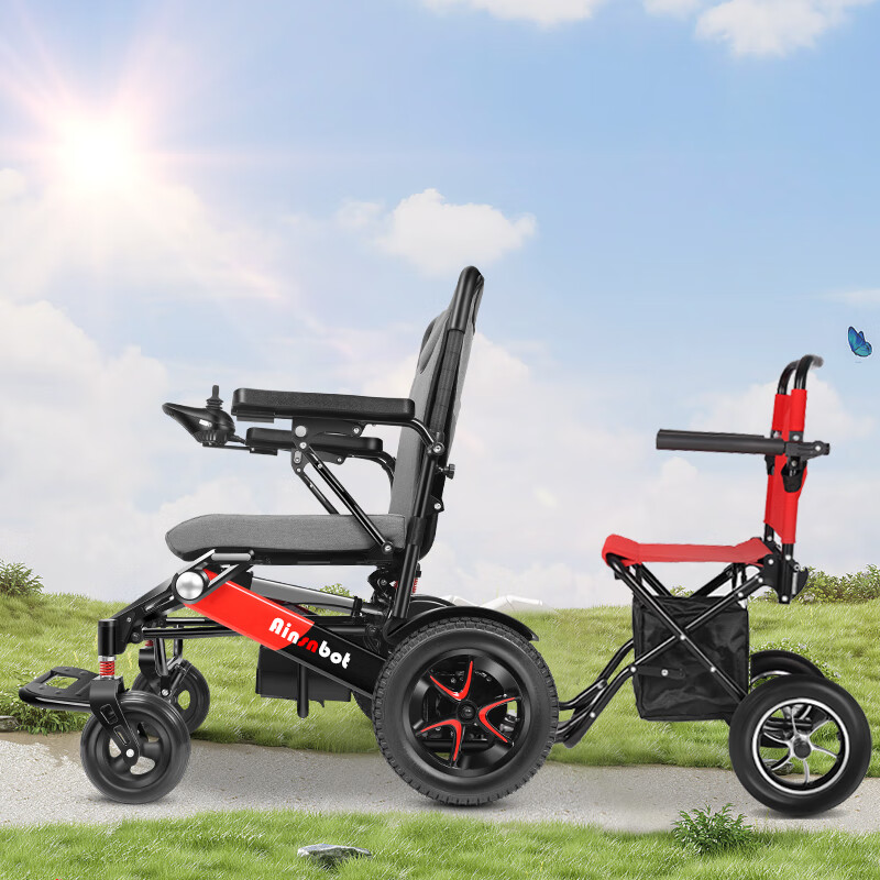 电动轮椅后挂小拖车双人出行载人后置可拆卸拖车双人出行 双人出行后