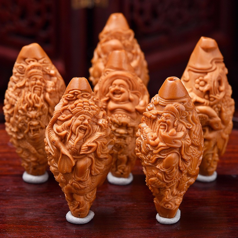 盘道 橄榄核手串 五星报喜 橄榄核雕老油核文玩手串男 苏工大师丁良