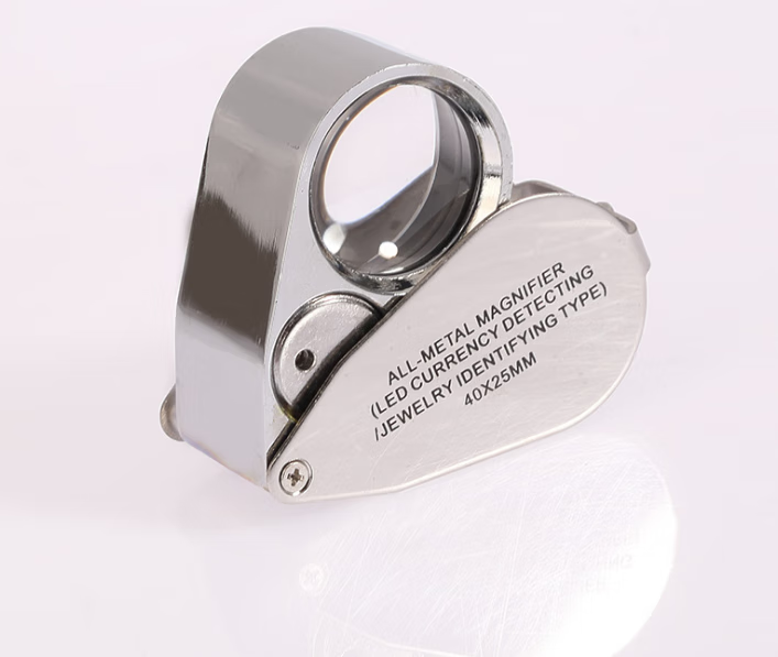 带灯高清40倍放大镜便携高倍珠宝玉石古玩鉴定验钞邮票钱币放大镜