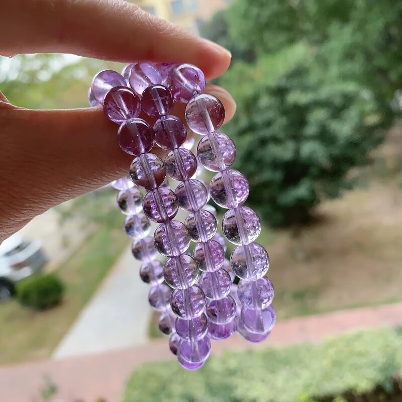 瓶凡天然薰衣草紫水晶手链 冰种薰衣草浅紫色水晶单圈手串男女 尺寸约