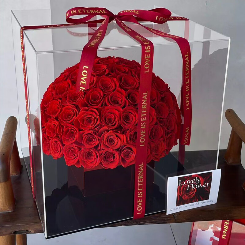 para ella永生花99朵玫瑰花抱抱桶520情人节礼物生日结婚纪念日送女友