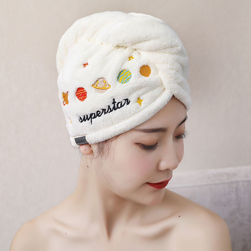 钰伶加厚干发帽女超强吸水速干包头巾洗澡擦长发毛巾可爱浴帽 绣星球
